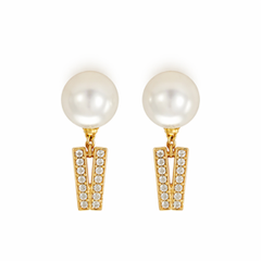 Double Row Pearl Stud Earrings