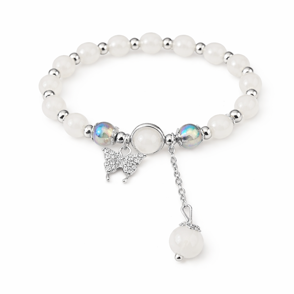 Grey Moonlight Butterfly Cats Eye Bracelet