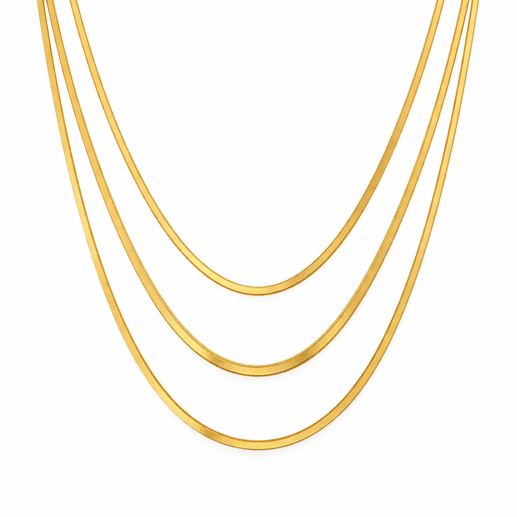 Three Layer Chain Necklace Gold